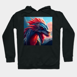 Blue Scaled Dragon with Orange Spikes Hoodie